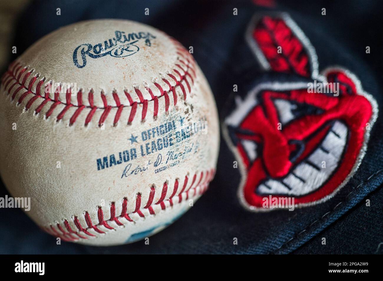Cleveland Indians Baseballteam-Maskottchen, Chief Wahoo. Stockfoto