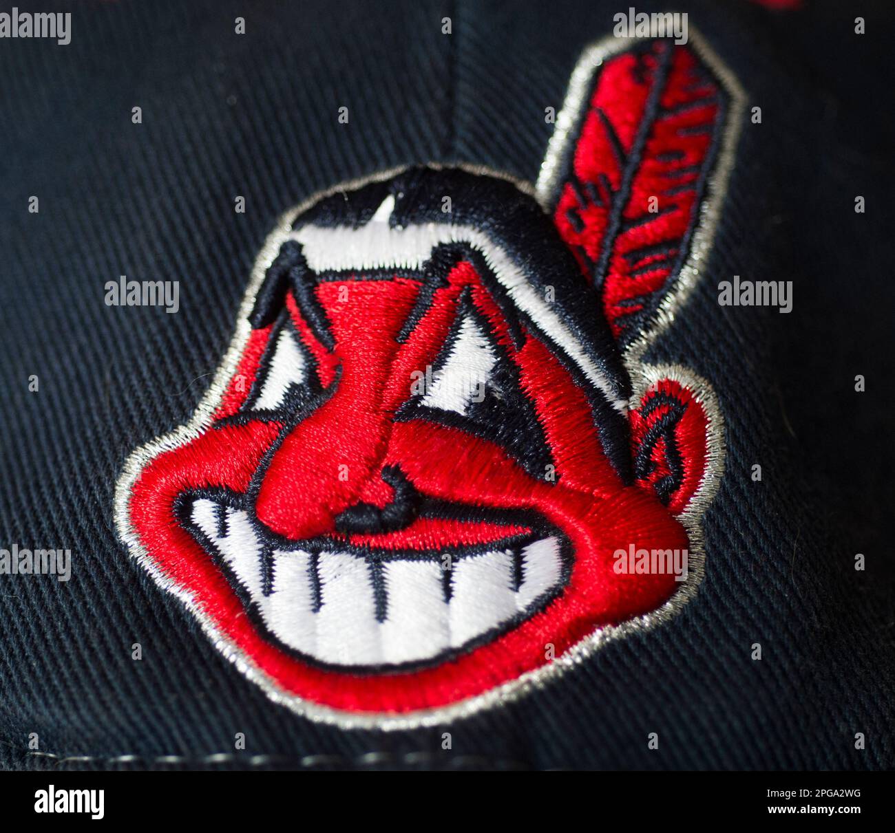 Cleveland Indians Baseballteam-Maskottchen, Chief Wahoo. Stockfoto