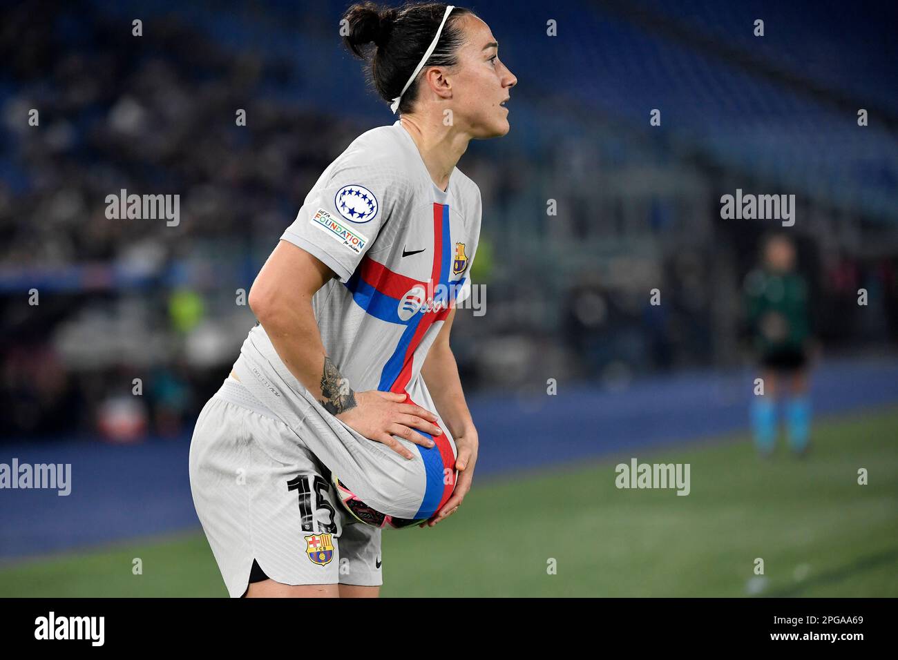 Rom, Italien. 21. März 2023. Lucy Bronze vom FC Barcelona während des Viertelfinals der UEFA Champions League zwischen AS Roma und dem FC Barcelona im stadio Olimpico in Rom (Italien) am 21. März 2022. Kredit: Insidefoto di andrea staccioli/Alamy Live News Stockfoto