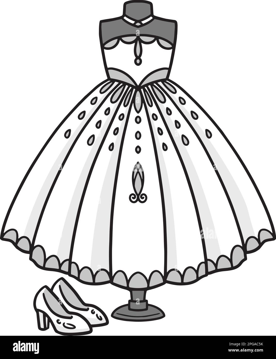 Hochzeitskleid-Cartoon Mit Farbigen Clipart-Illustrationen Stock Vektor