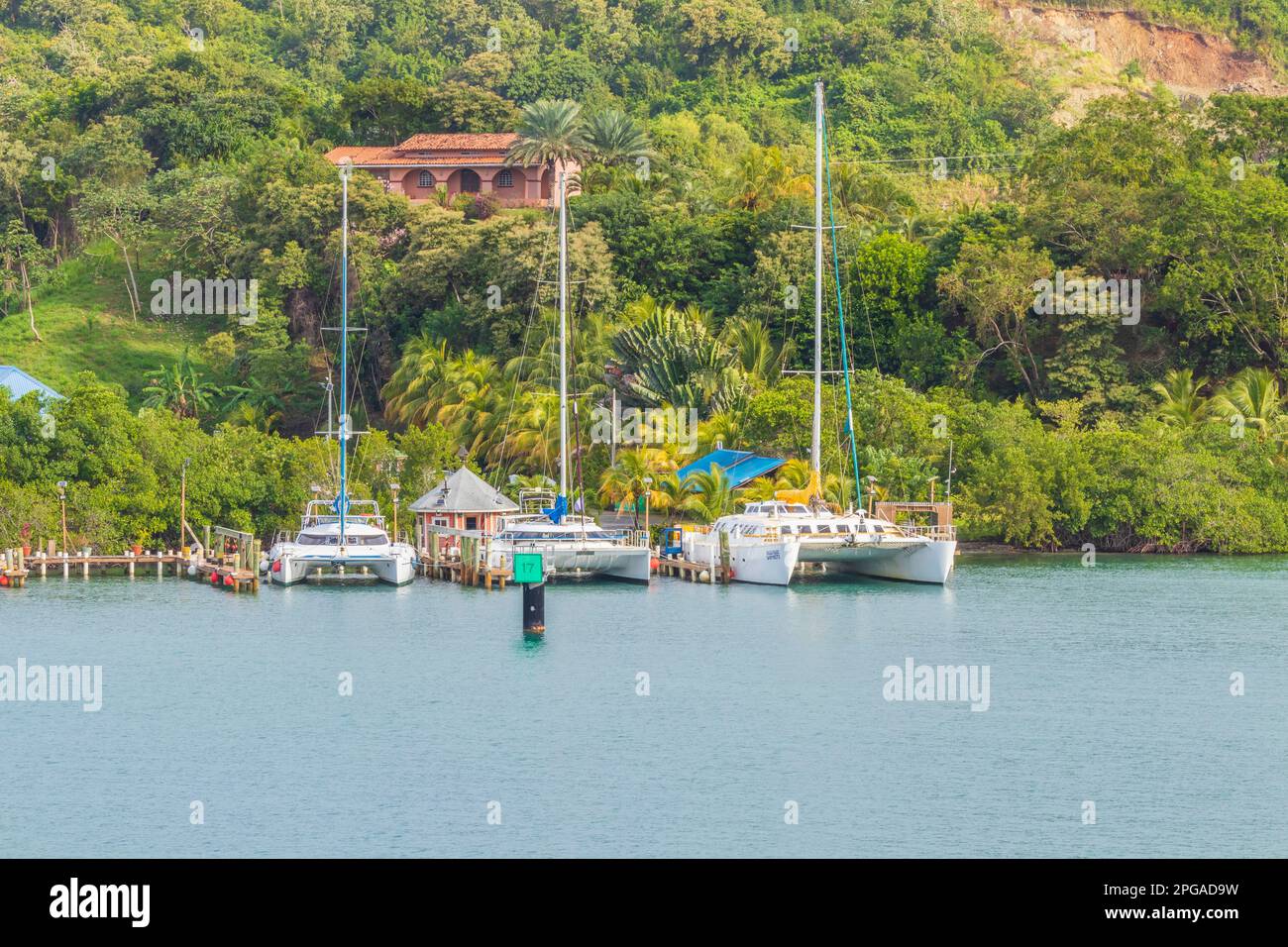 Kreuzfahrthafen Roatan Honduras und Touristenziel. Stockfoto