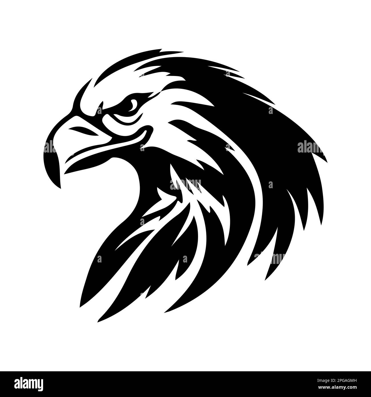 Eagle-Logo. Abstrakter Adlerkopf. Schwarzes Eagle-Face-Emblem. Vektordarstellung Stock Vektor