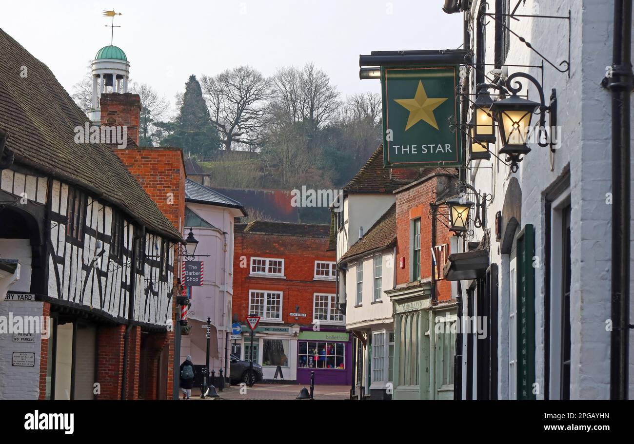 The Star Inn (mit dem CAMRA Award ausgezeichnet) Pub & Buildings, in Church Street, Godalming, Waverley, Surrey, ENGLAND, GROSSBRITANNIEN, GU7 1EL Stockfoto