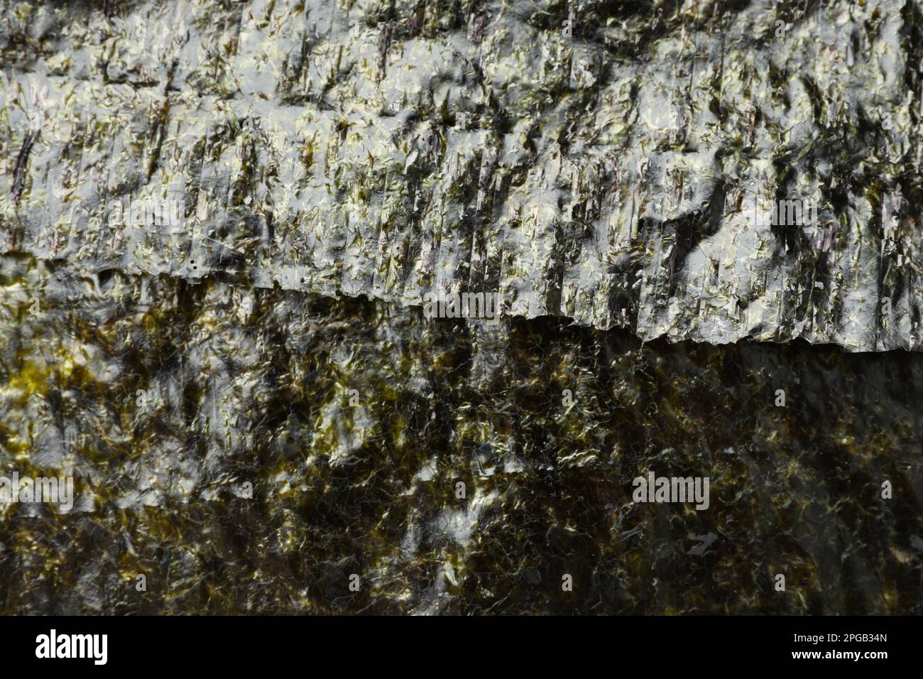 Trockene Nori-Blätter als Hintergrund, Draufsicht Stockfoto
