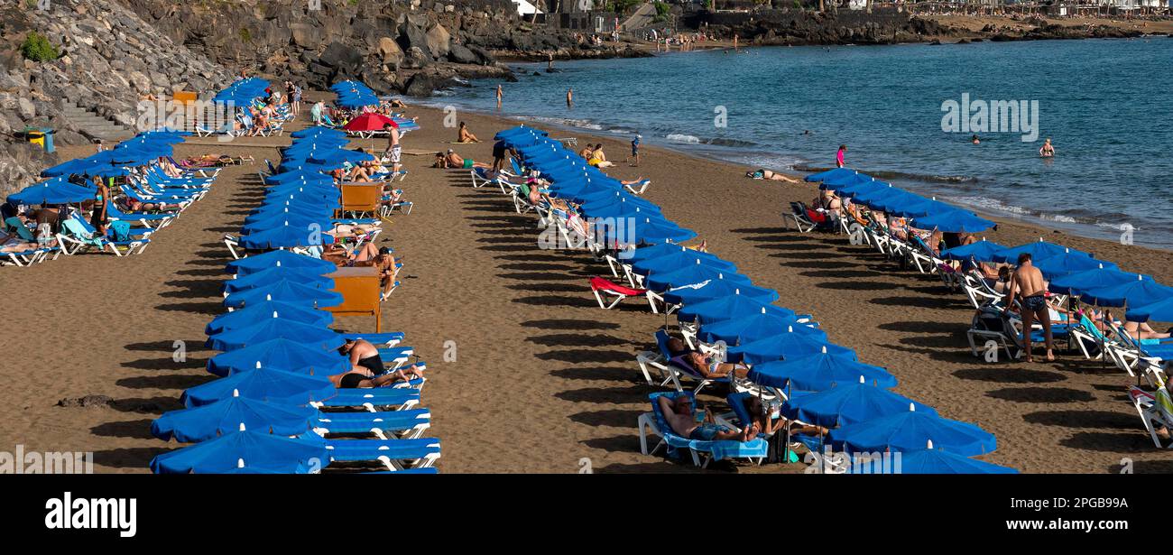 Playa de los Pocillos, Lanzarote, Kanarische Inseln, Spanien Stockfoto