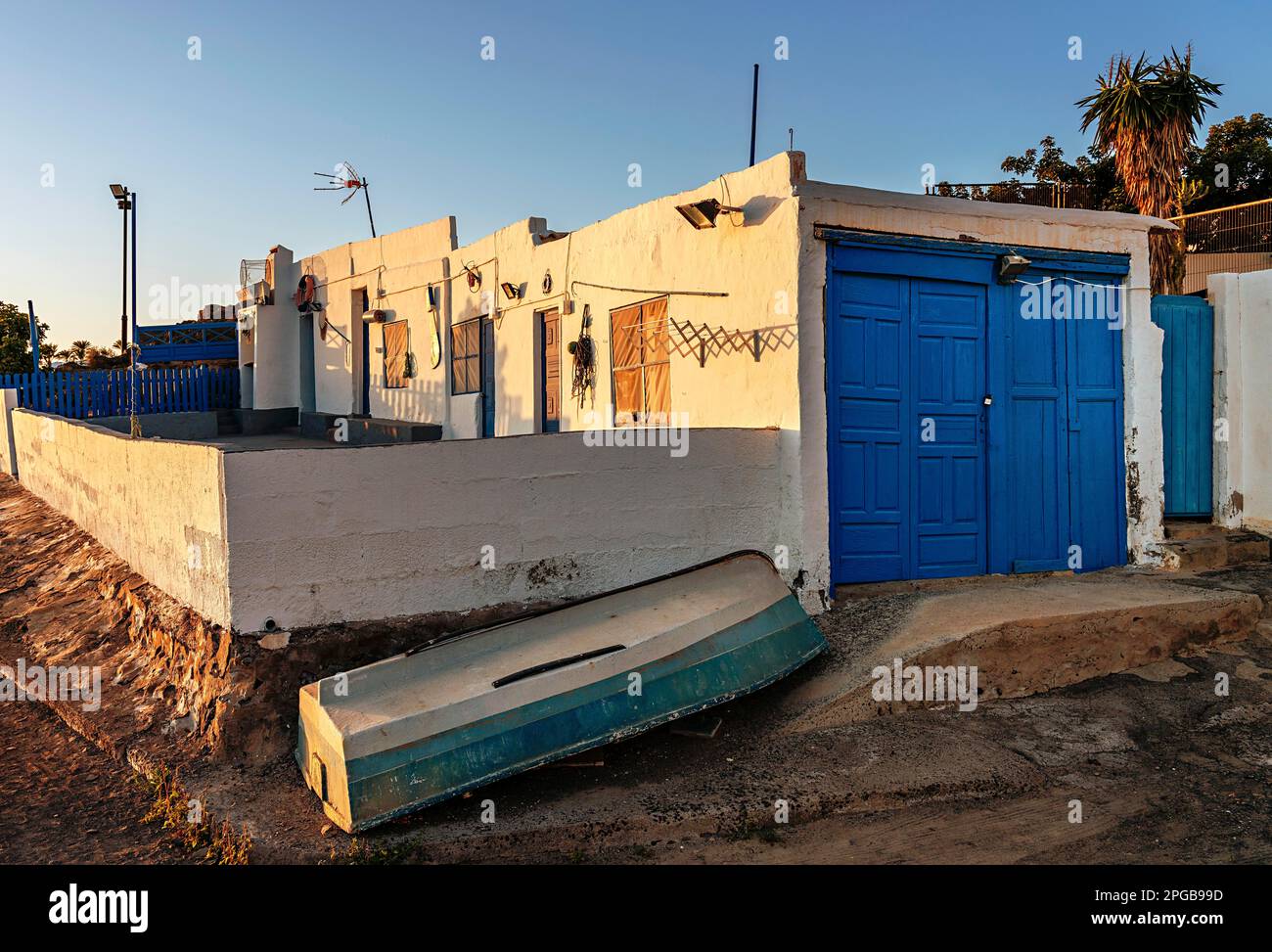 Haus am Strand, Lanzarote, Kanarische Inseln, Spanien Stockfoto