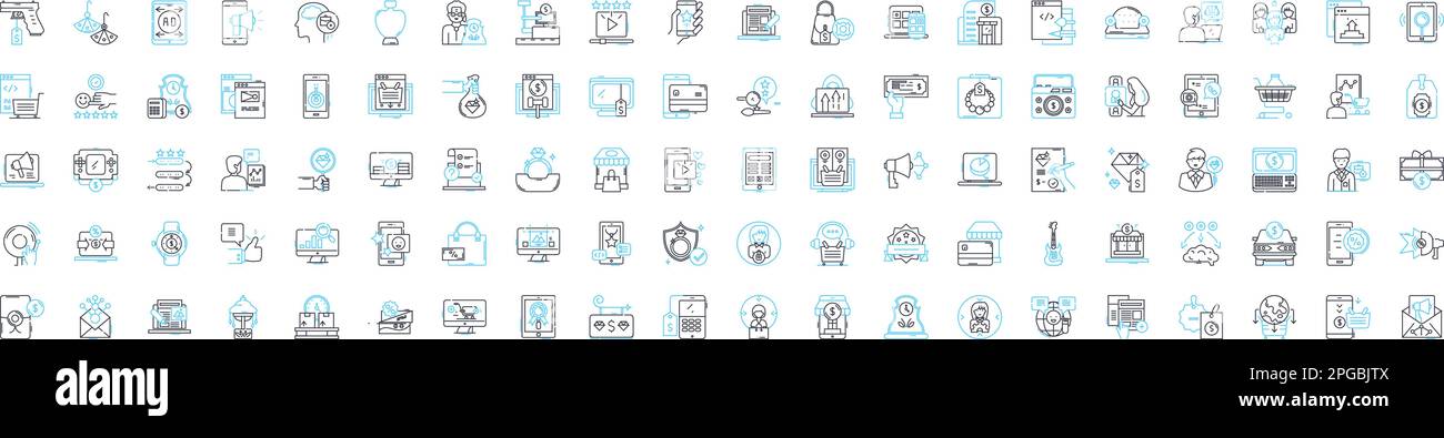 Affiliate-Marketing-Vektorlinien-Symbolsatz. Affiliate, Marketing, Netzwerk, Online, Provision, Programm, Kontursymbole für digitale Illustration Stock Vektor