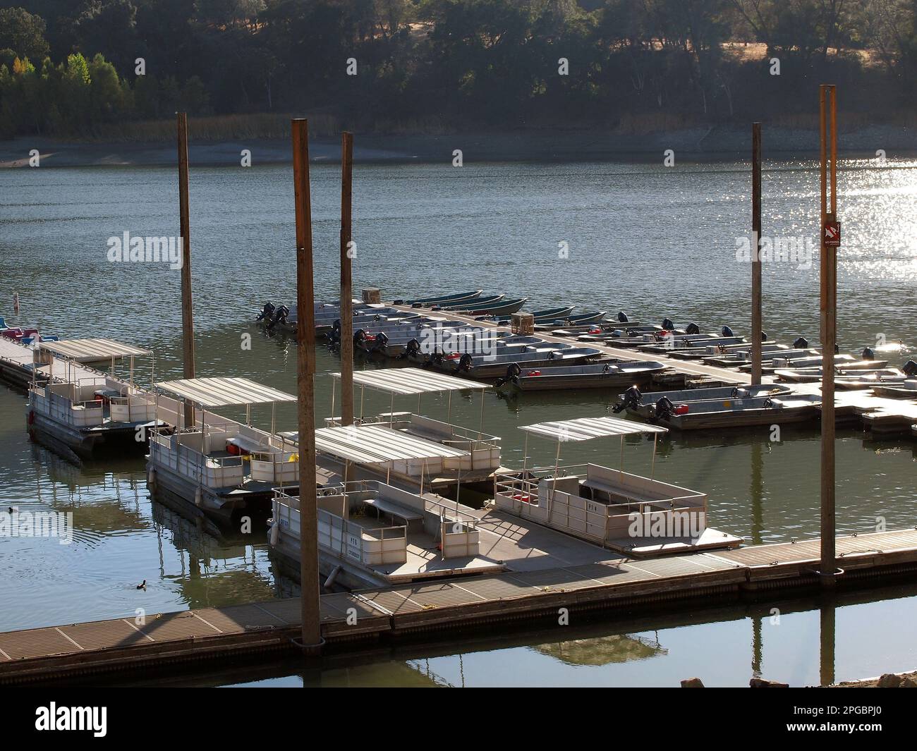 Bootsverleih am Lake Del Valle Marina, in Livermore, Kalifornien Stockfoto