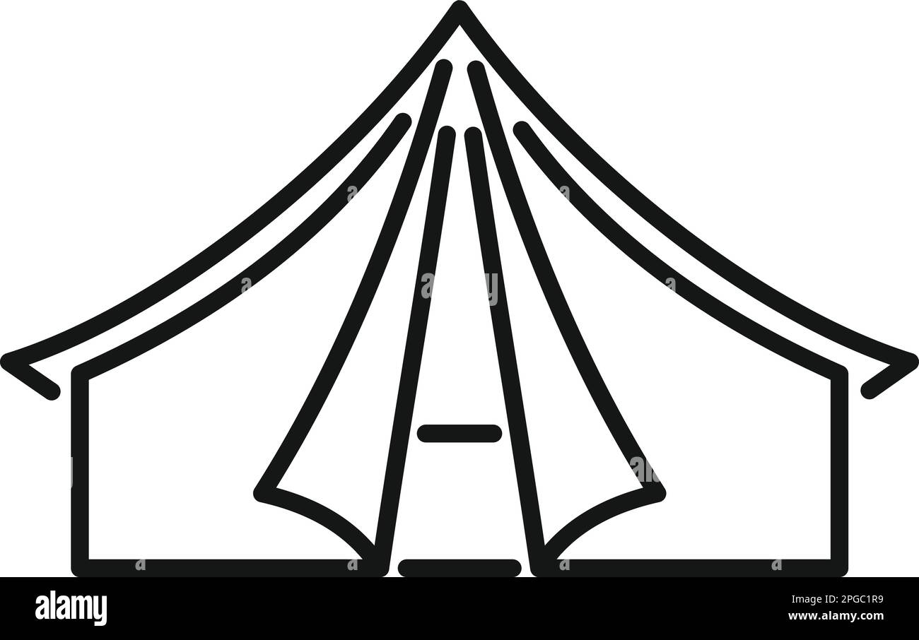 Konturvektor des Camp-Zelt-Symbols. Reiseausrüstung. Waldurlaub Stock Vektor