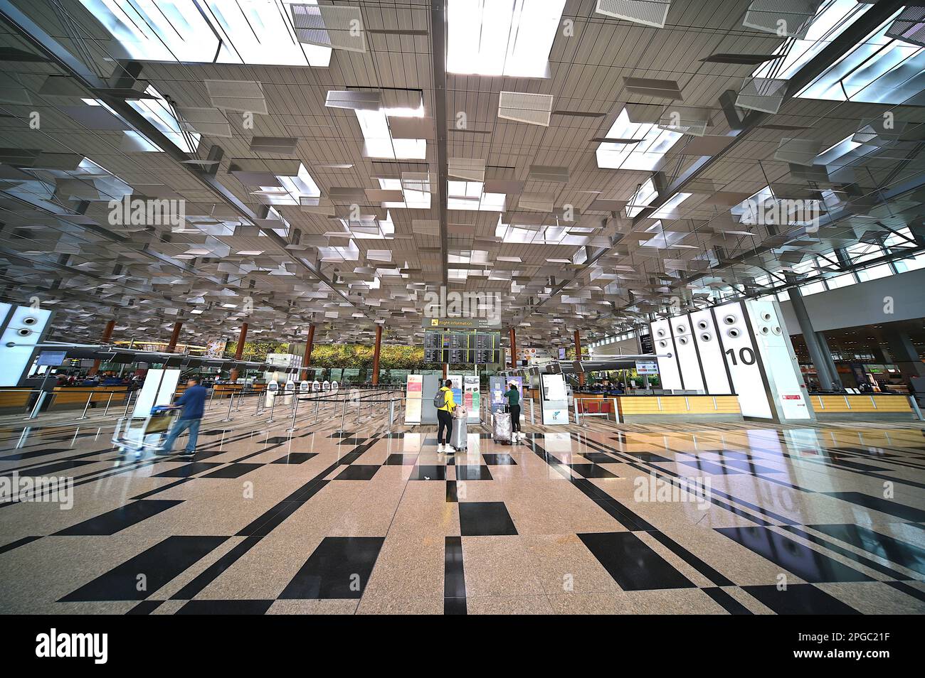 Der Changi Airport ist ein großer internationaler Flughafen am östlichen Ende von Singapur und einer der größten Verkehrsknotenpunkte in Asien. Terminal 3, lo Stockfoto