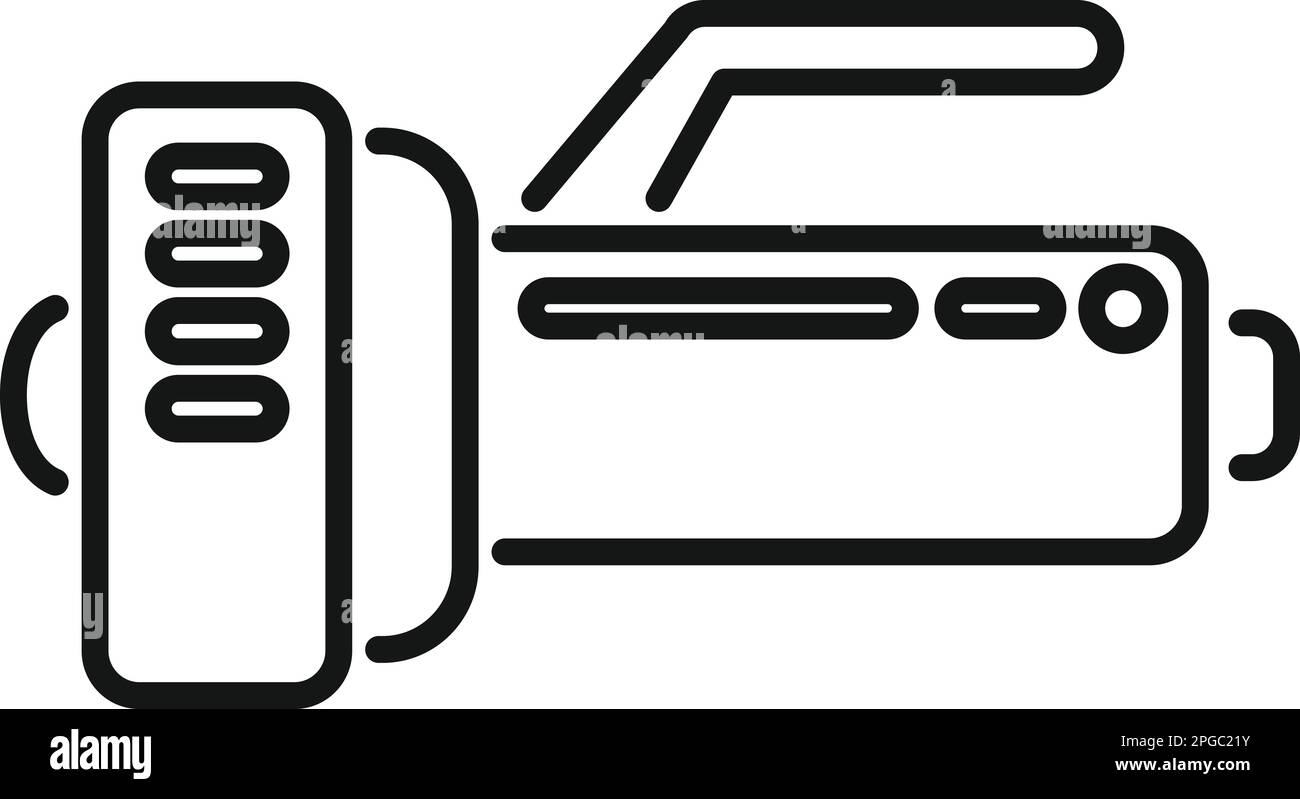 Umrissvektor des Taschenlampensymbols. Wanderausrüstung. Waldurlaub Stock Vektor
