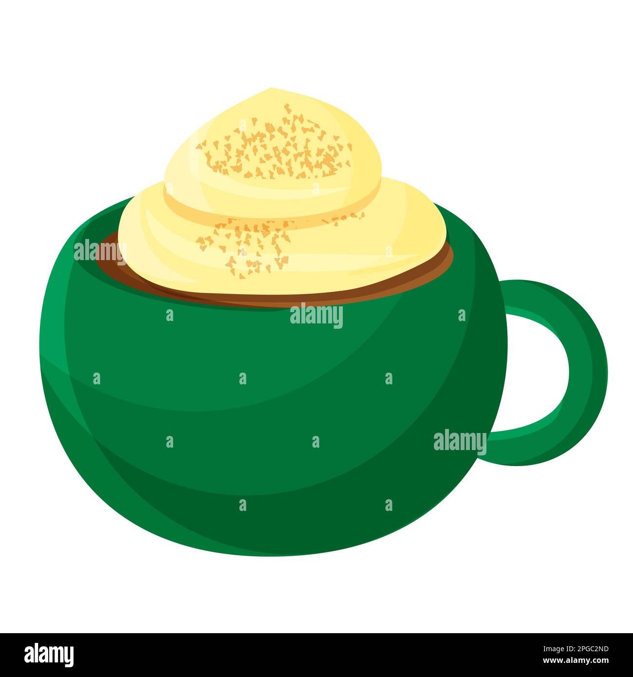 Tasse heißes Getränk mit Schlagsahne, Vektorgrafik flach. Stock Vektor