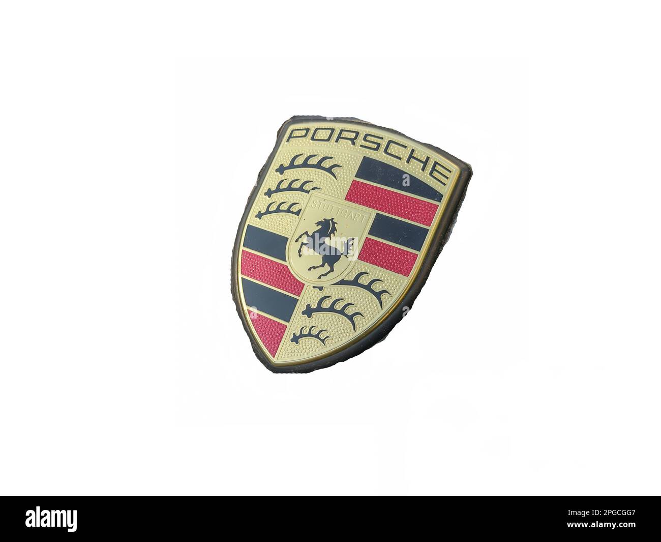 Baia Mare, Rumänien - März 22 2023: Porsche-Logo auf weiß isoliert Stockfoto