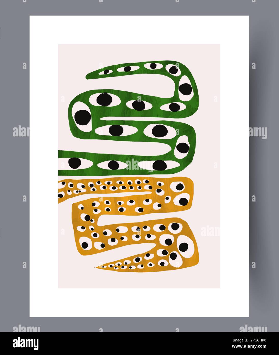 Abstrakte Augen, esoterischer Wandmotiv mit Schlangenmotiv Stock Vektor