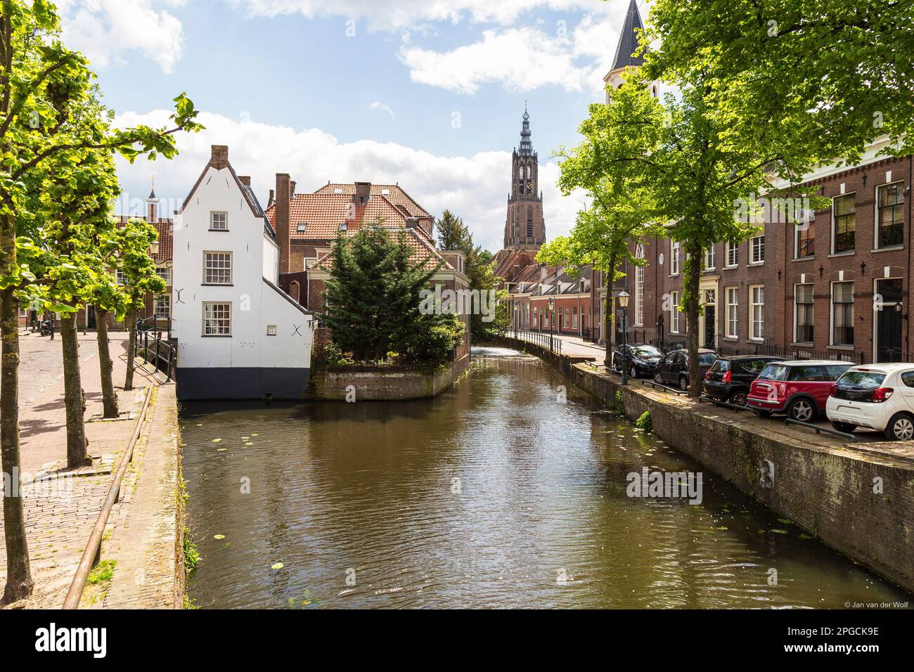 Stadtbild der mittelalterlichen Stadt Amersfoort in den Niederlanden. Stockfoto