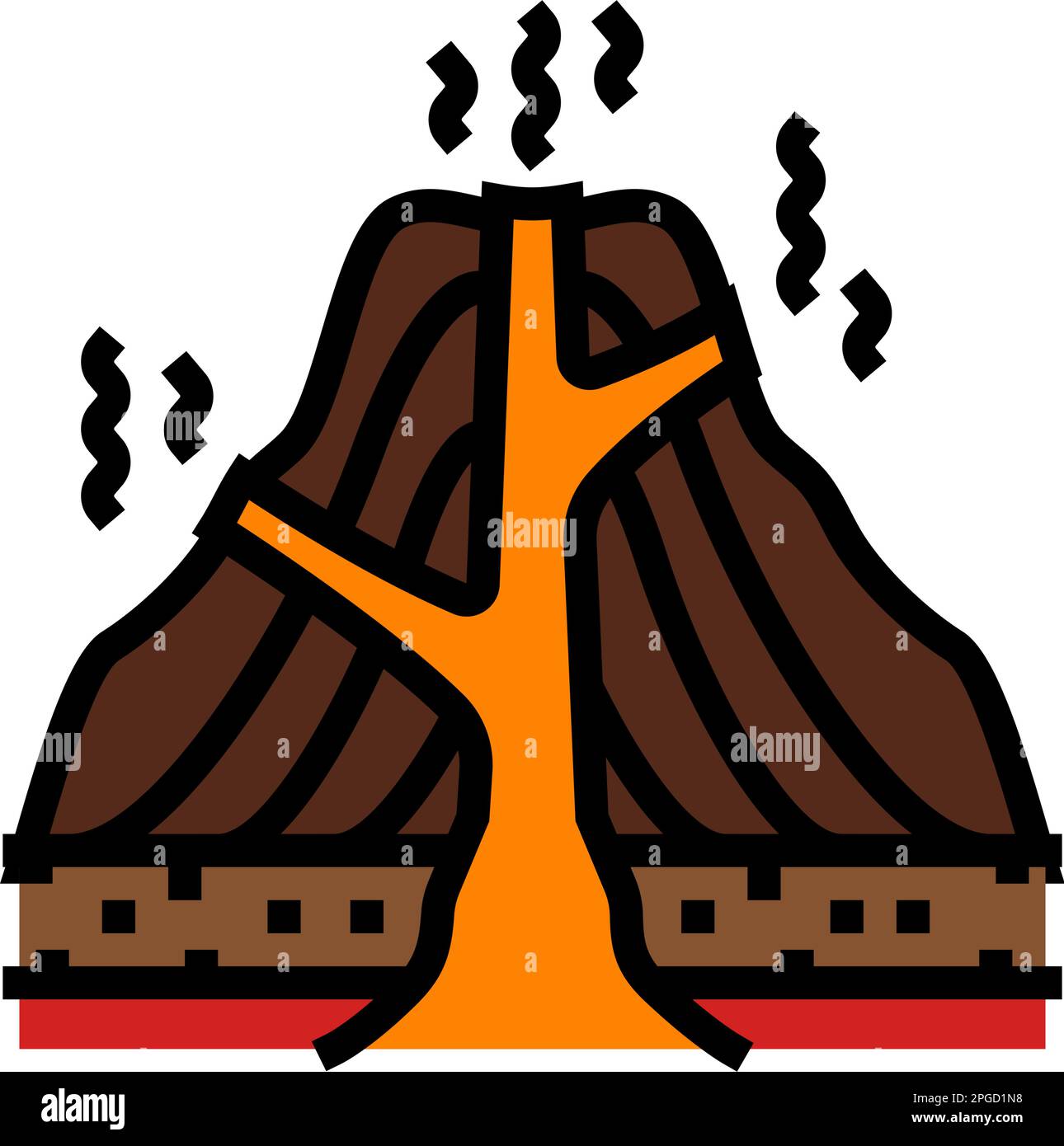 Vektordarstellung des Stratovolcano Lava-Farbsymbols Stock Vektor