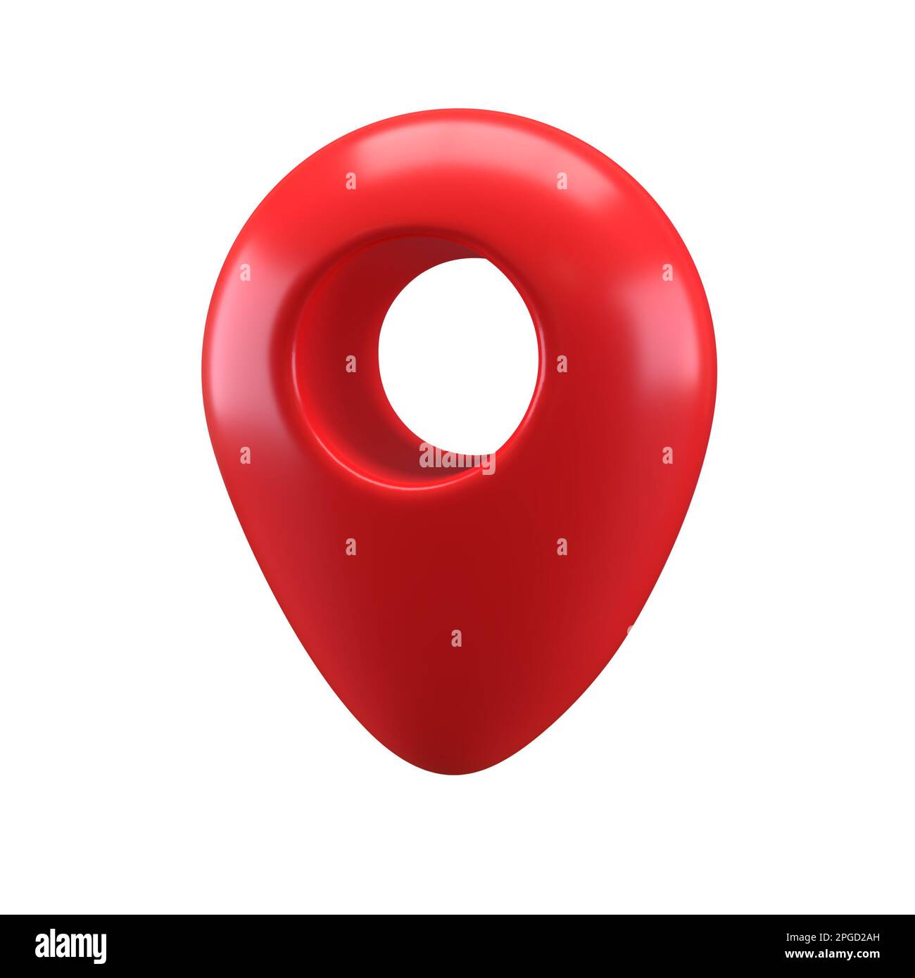 3D Symbol realistischer Stil rot glänzend Positionsanzeiger gps-Zeigermarkierungen Abbildung für Ziel. Geo-Tag isoliert auf weißem Hintergrund mit Stockfoto