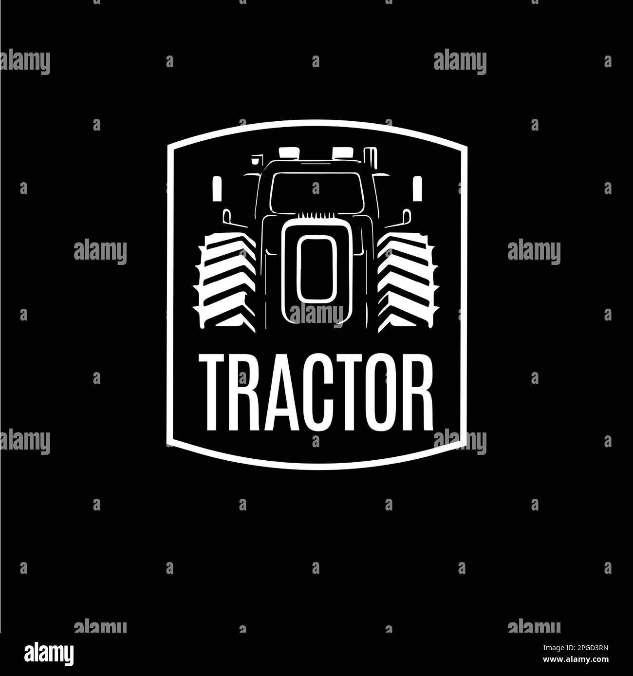 Traktorlogo, Schild „Farm Workhorse“, Logo „Agriculture“, Symbol „Fieldwork Machinery“. Vektordarstellung. Stock Vektor