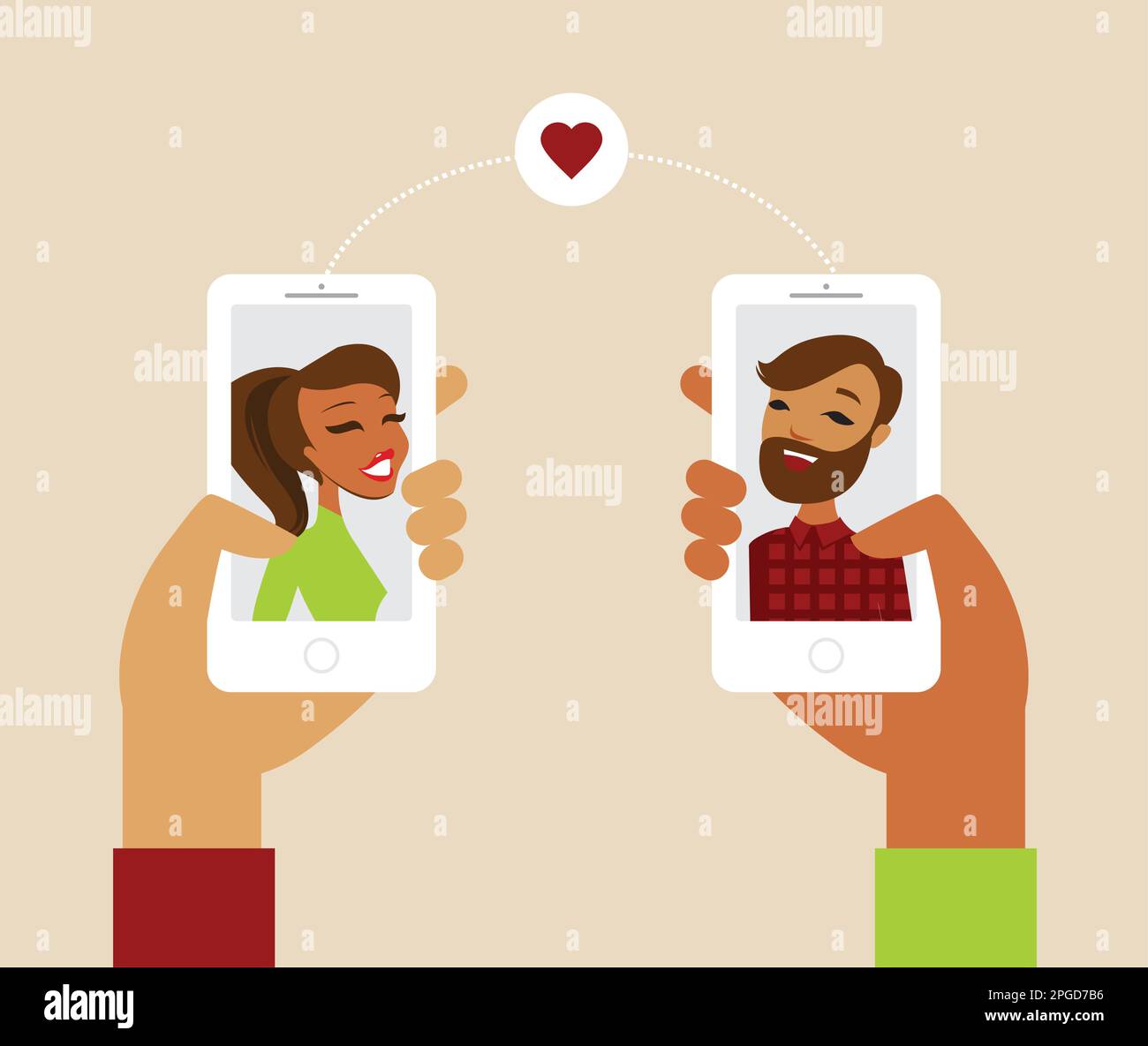 Online-Dating App Konzept Flachvektordarstellung Stock Vektor