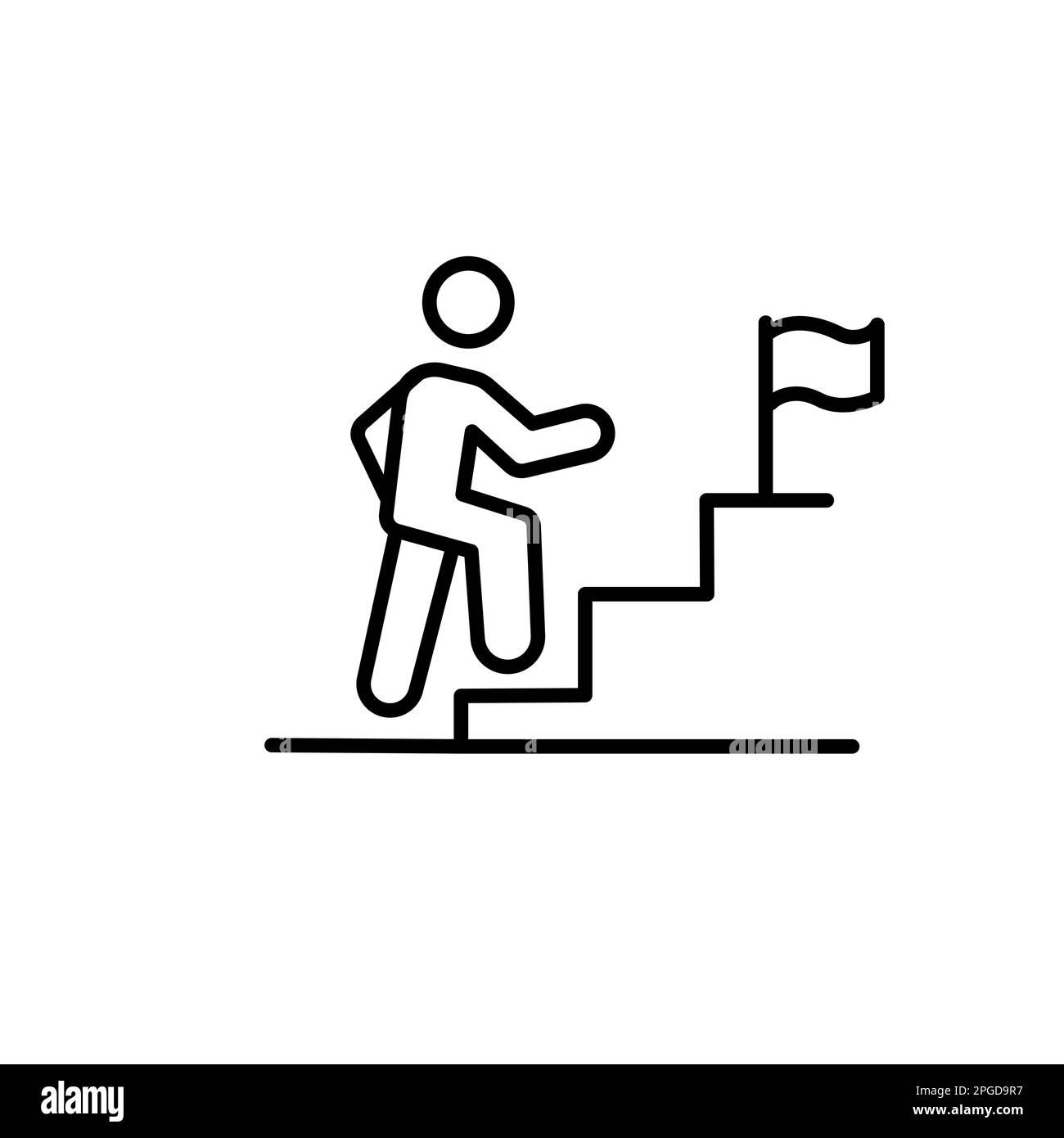 Dünnes Symbol für Karriereentwicklung. Angestellte, Arbeiter, Profis, die nach oben gehen. Liniensymbol für Geschäft, beruflichen Erfolg, Führungskonzept Stock Vektor