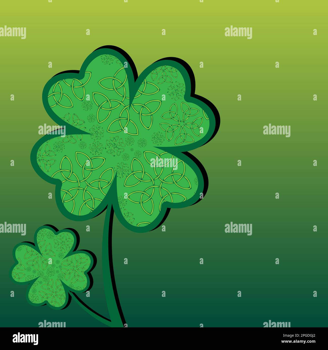 Vierblättriges Kleeblatt mit keltischen Knoten im Inneren. Wikinger, mittelalterliche Vektordarstellung. Element für Grafikdesign Stock Vektor