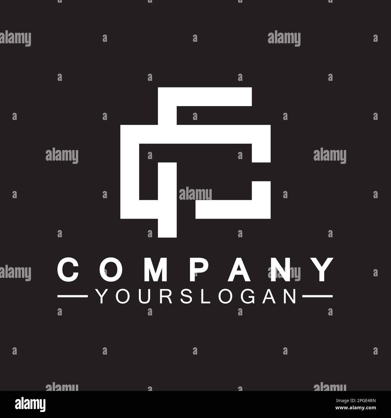 Buchstabenmonogramm-Logo CF, FC, C und F, elegantes und professionelles weißes Buchstabendesign auf schwarzem Hintergrund. Stock Vektor