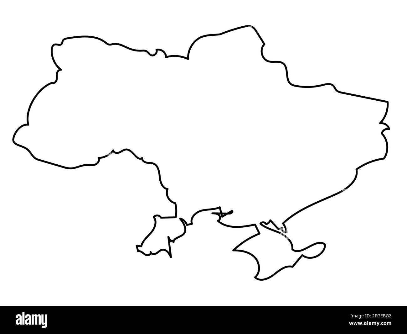 Linienkarte der Ukraine auf weißem Hintergrund. Grundriss des ukrainischen Staates seit 1991. Vektor-Rohteilsymbol. Stock Vektor