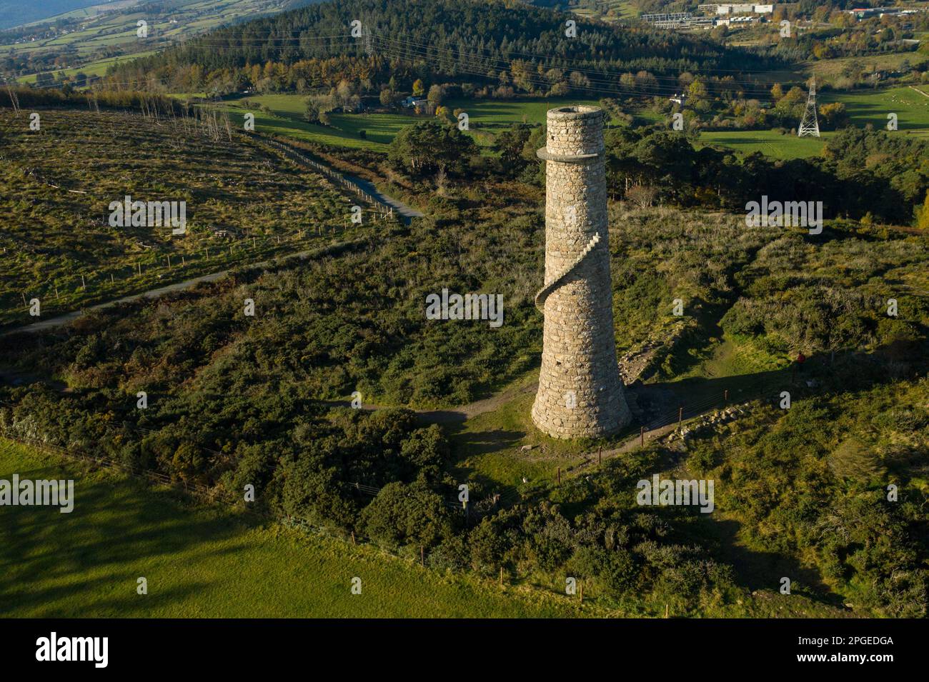 Ballycorus Leadmines ist ein ehemaliges Bleibergbau- und Schmelzzentrum im gleichnamigen Townland in der Nähe von Kilternan in der Grafschaft Dublin. Stockfoto