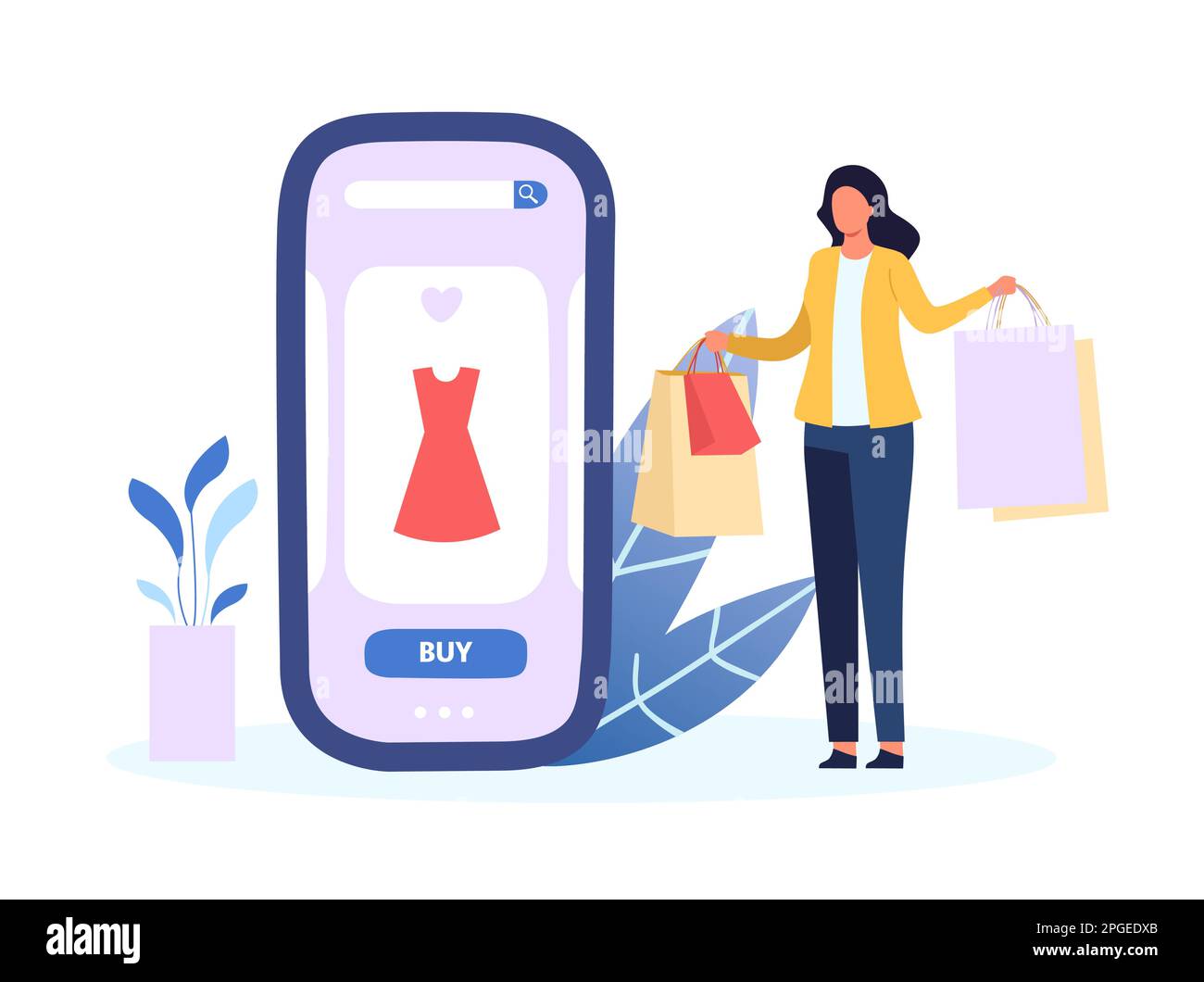 Kunden, die im Online-Shop über ein Smartphone einkaufen. Vektor des Online-Einkaufs im Internet, Handypräsentation zum Verkauf, Illustration des App-Shops im Geschäft Stock Vektor