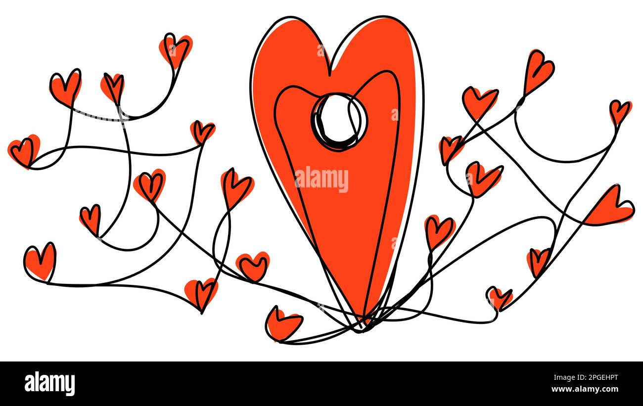 Geo-Stempel in Form eines Herzens in einer Linie mit roter Silhouette  Stock-Vektorgrafik - Alamy