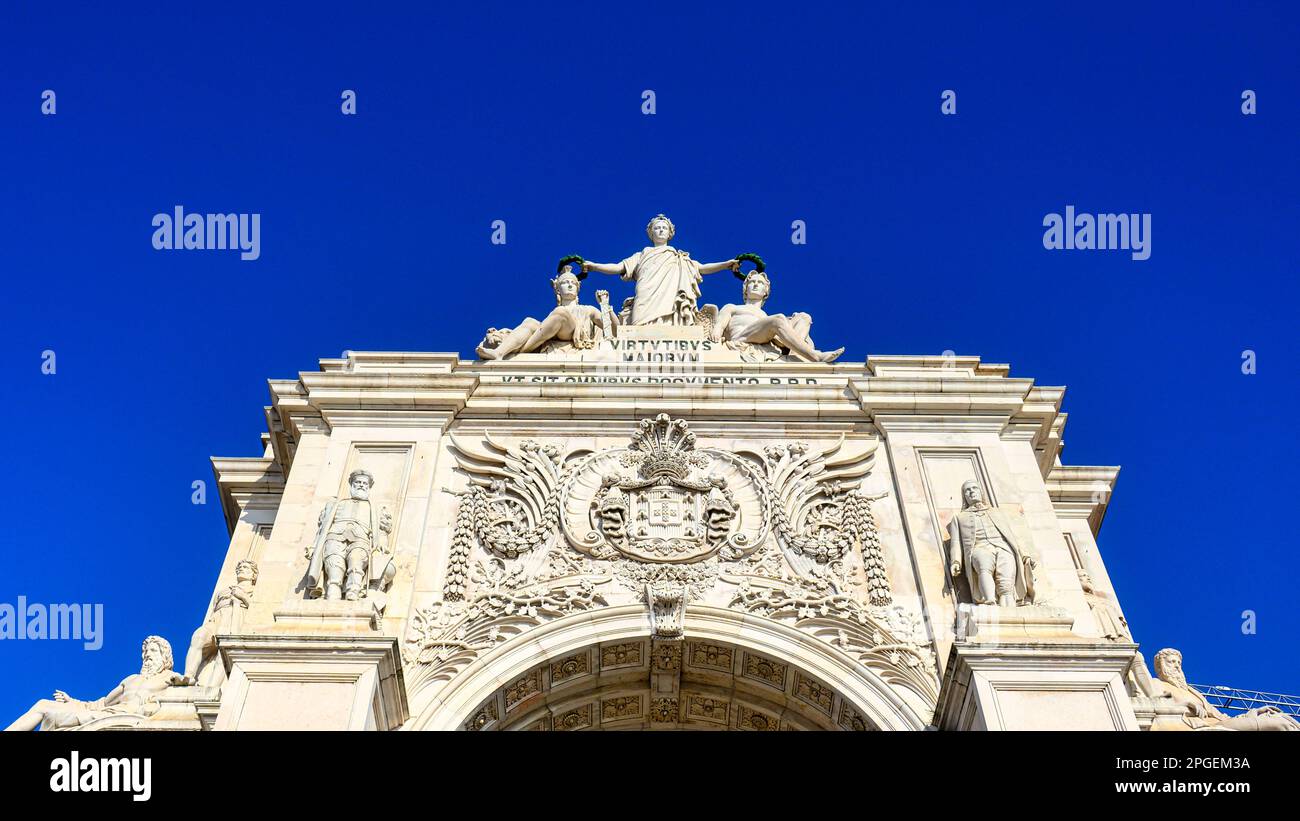 Rua Augusta Arch am Commerce Square, Lissabon, Portugal. Stockfoto