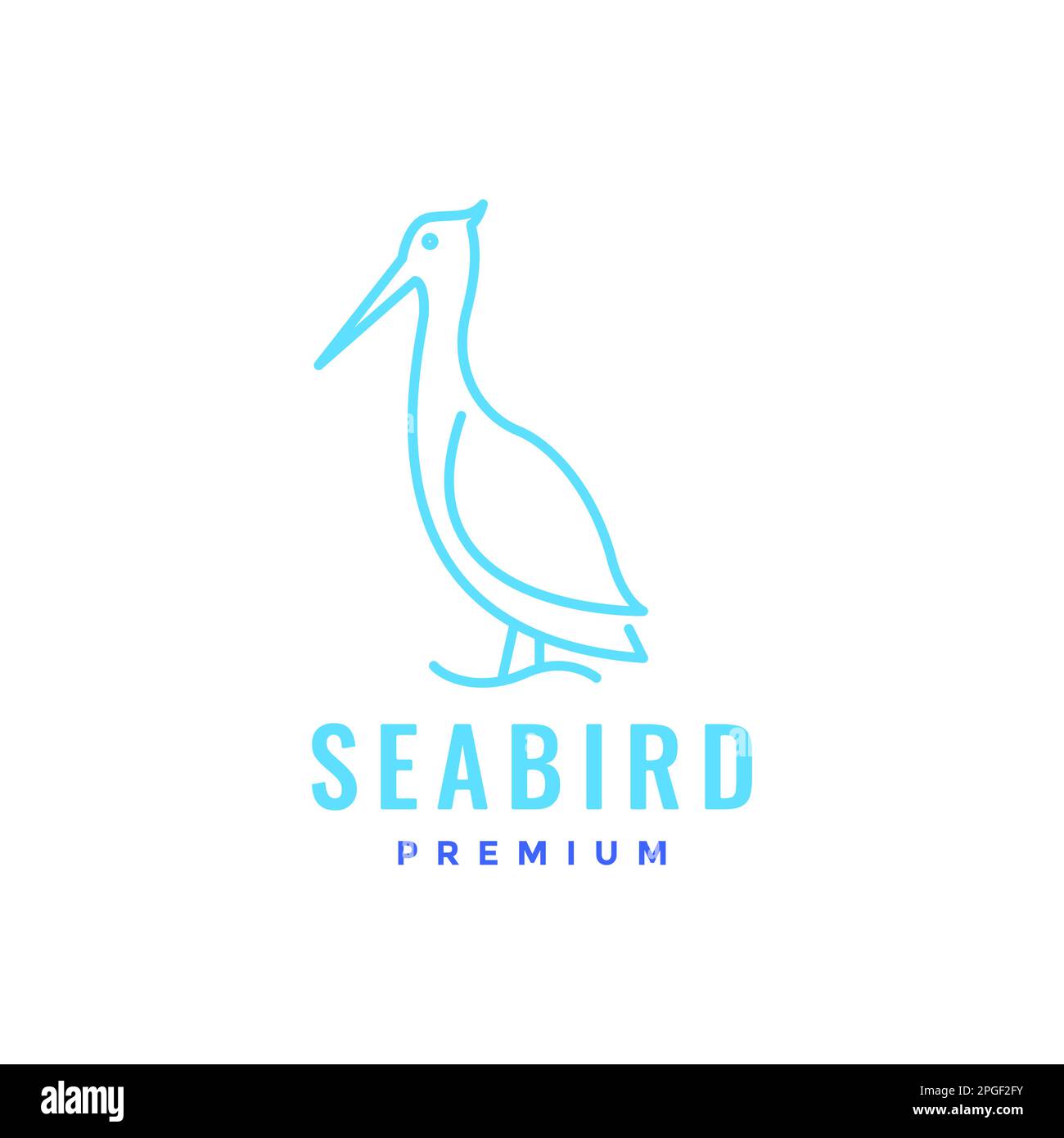 Seevogel lange Schnabel jagen Fische minimalistisch-moderne Linien Logo-Design-Vektor Stock Vektor