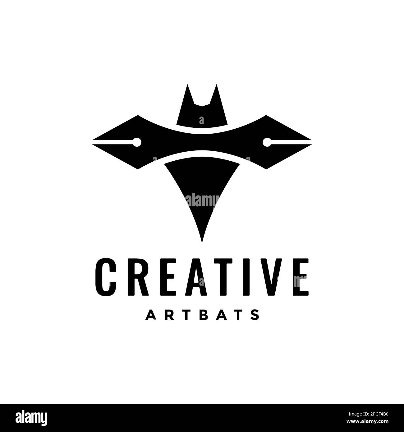 Tiernacht nächtliche Fledermaus kreative Idee Kugelschreiber moderner Vektor im Logo-Design Stock Vektor