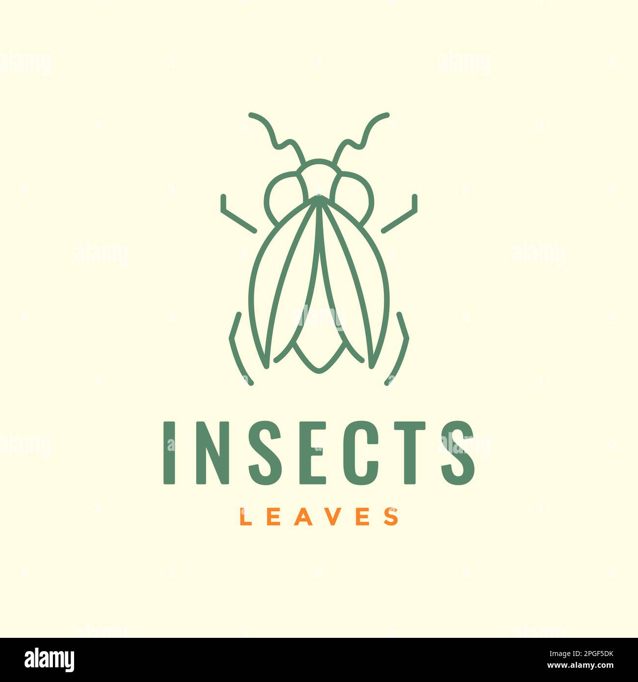 Insektenfliege hinterlässt ein minimalistisches Liniendesign mit Logo Stock Vektor