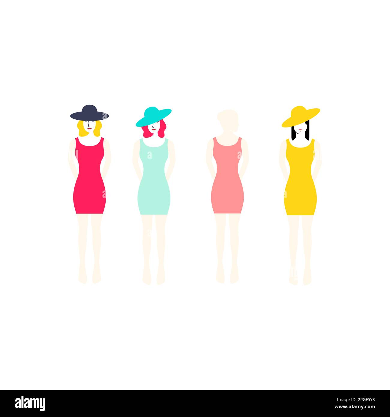 Mode Mode Kleid Circle Mütze Damen feminine Schönheit abstrakt farbenfrohes modernes Logo Design Vektor Stock Vektor