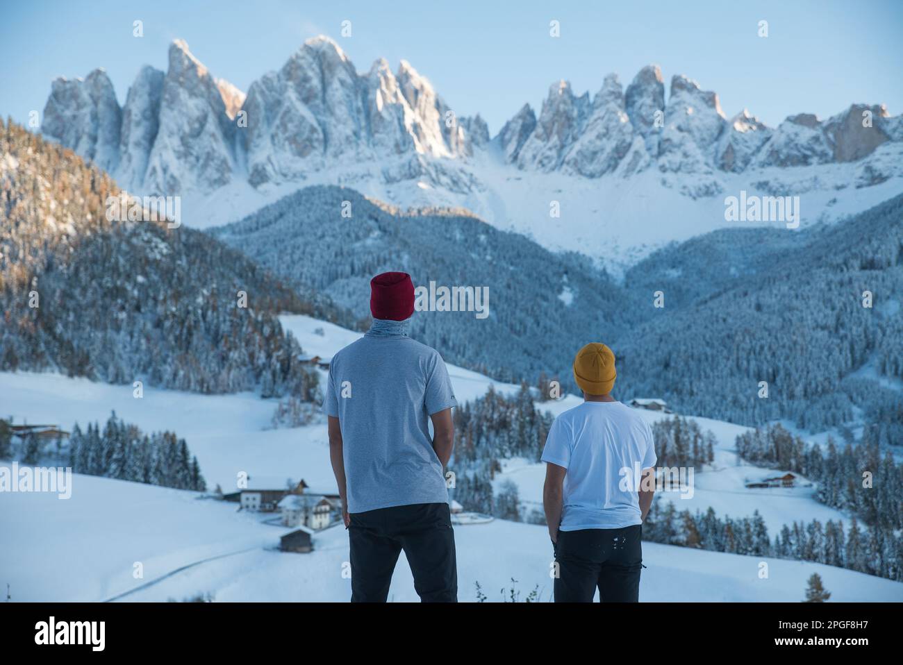 Winter in Italien Val Gardena Dolomiten Stockfoto