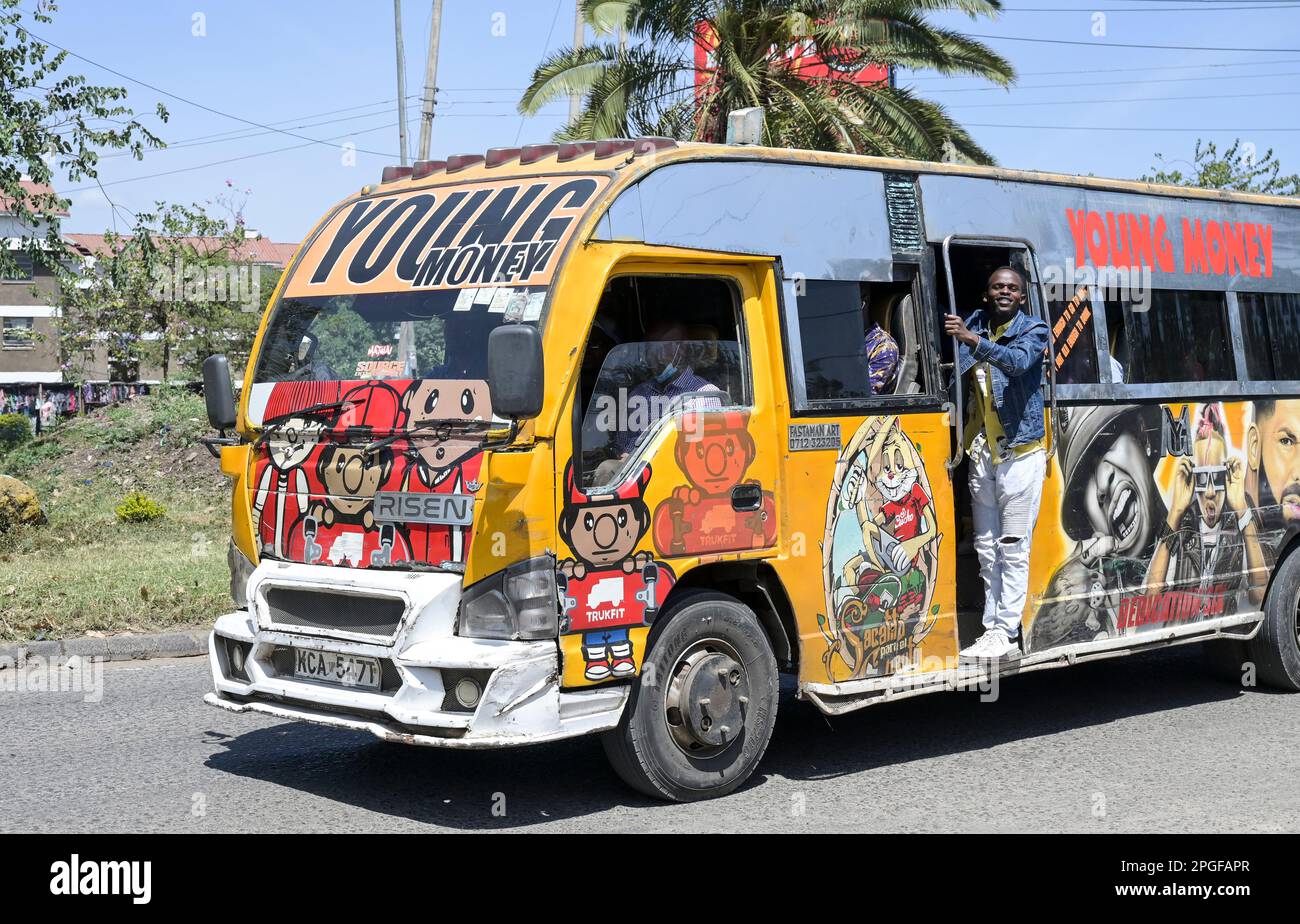 KENIA, Nairobi, Verkehr, Minibus Matatu / KENIA, Nairobi, Verkehr, Minibus Matatu Stockfoto