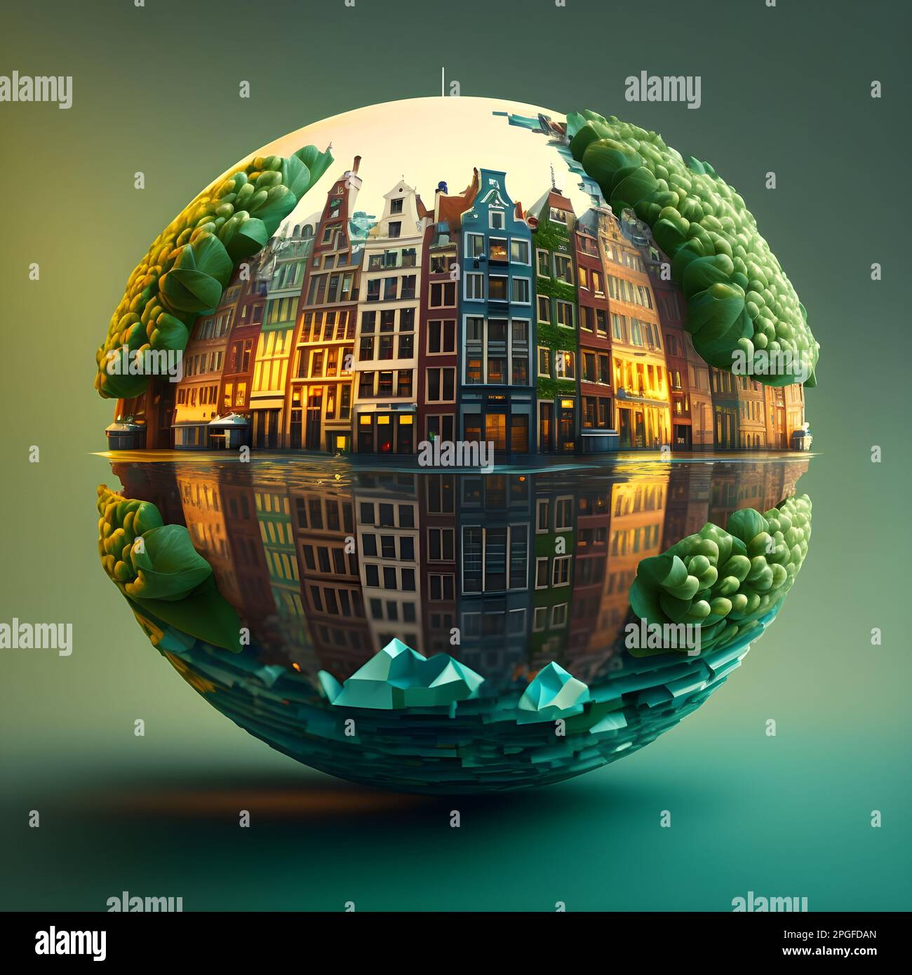 Aus dem Glas, das nach generativer künstlicher Intelligenz in amsterdam aussieht Stockfoto