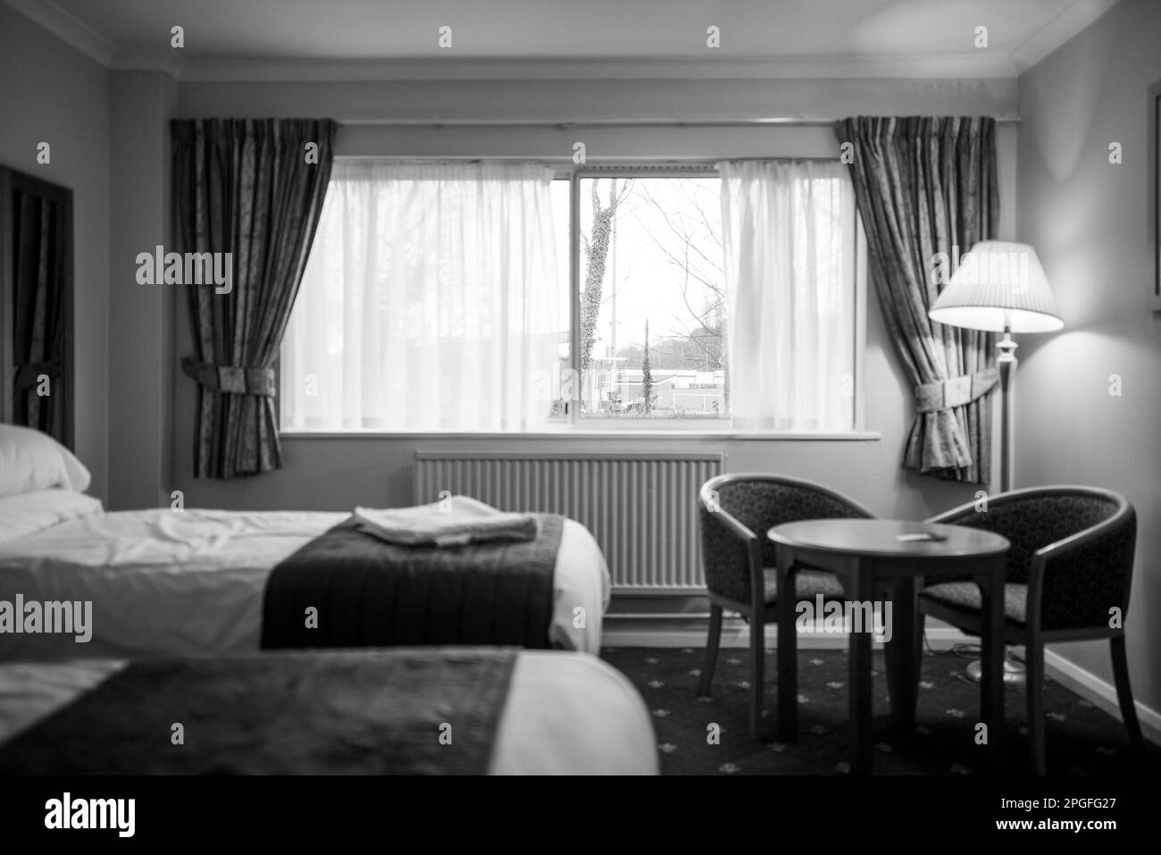 Hotelzimmer, trostlos, leeres Europa Stockfoto