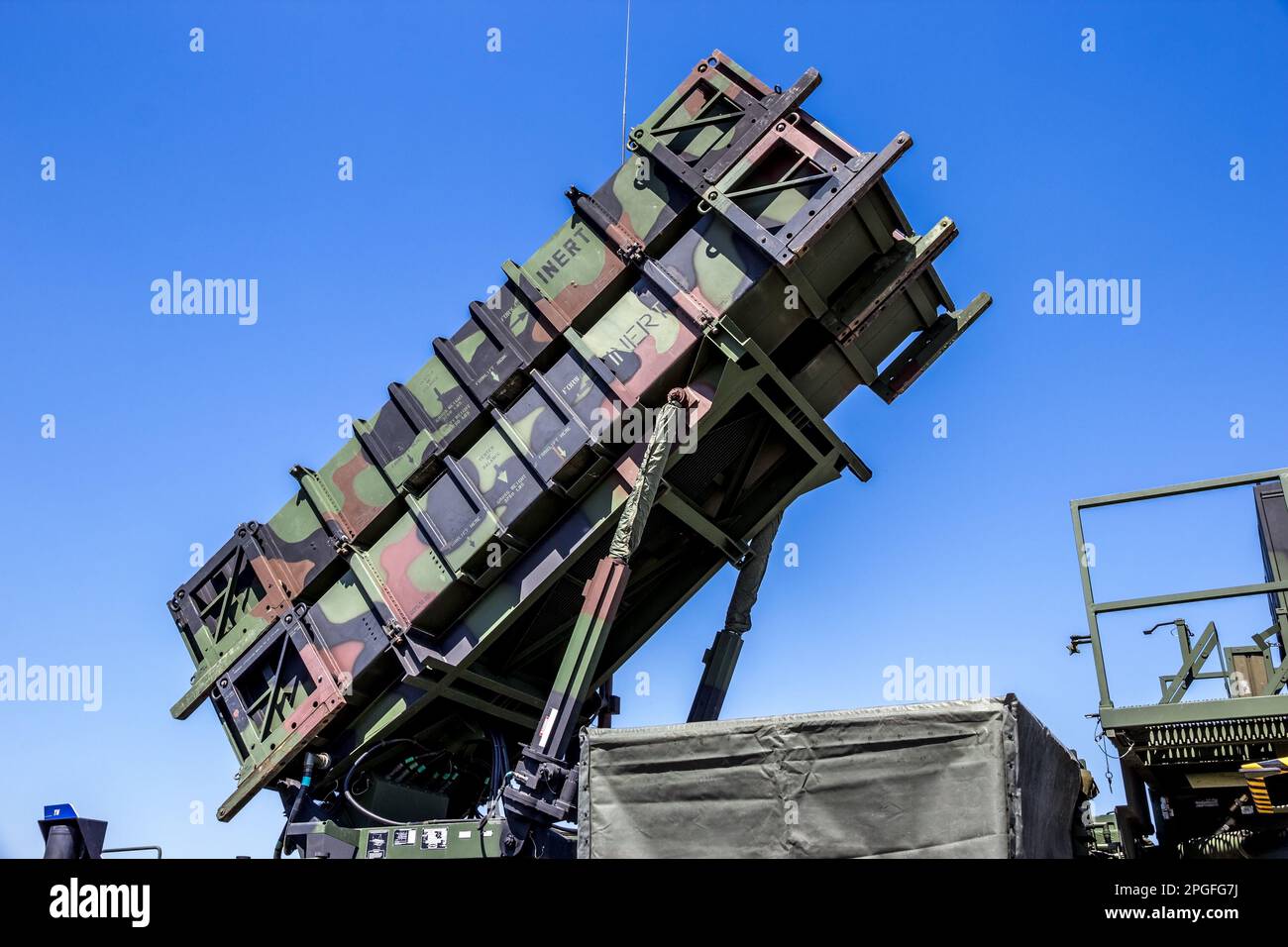 Mobile MIM-104 Patriot-Boden-Luft-Raketen-SAM-System des Militärs. Deutschland - 9. Juni 2018 Stockfoto