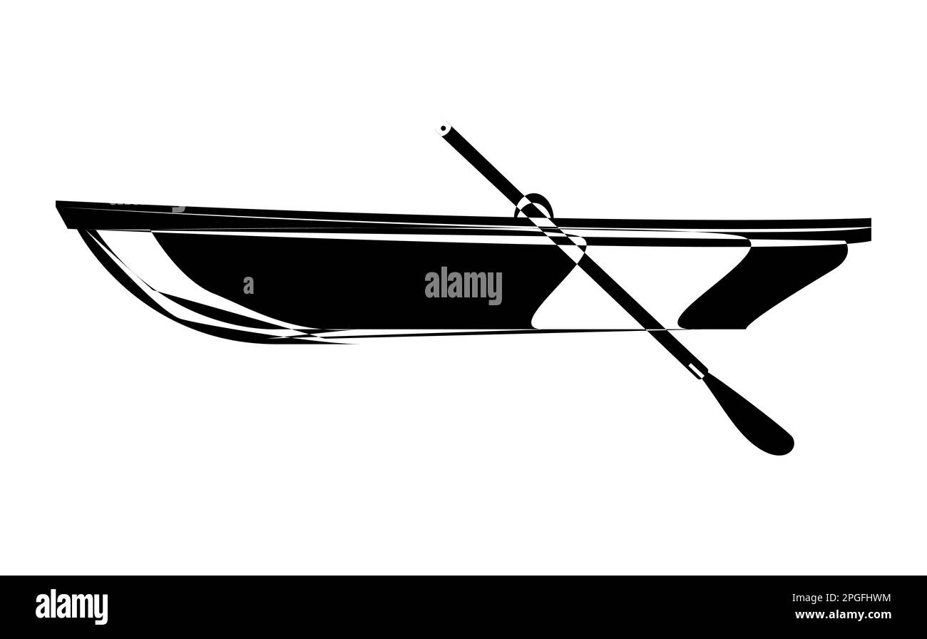 Symbol für Holzboote. Einfache Silhouette für schwarze Boote. Darstellung des Konturvektors isoliert auf weißem Hintergrund. Stock Vektor