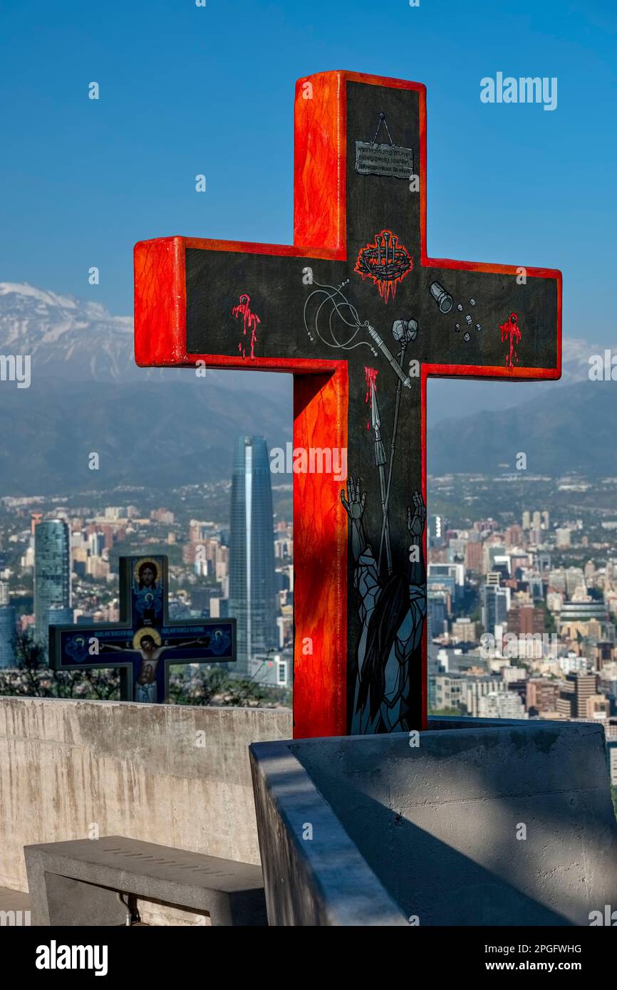 Zufluchtsort der unbefleckten Empfängnis auf dem Hügel San Cristóbal, Santiago, Chile Stockfoto