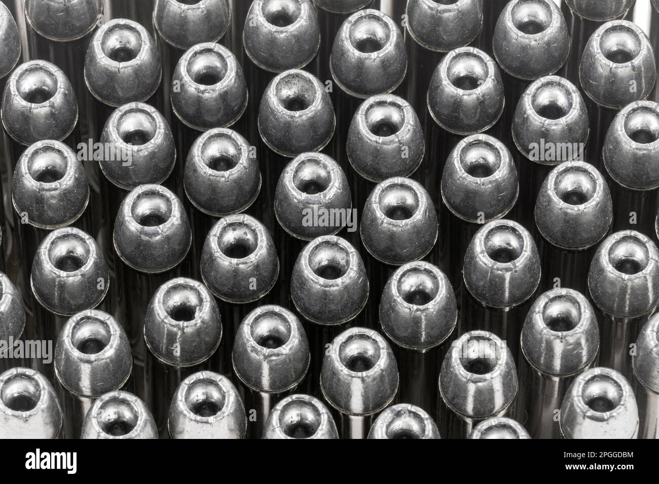 Nahaufnahme von Hohlkugeln Kaliber 38. Stockfoto