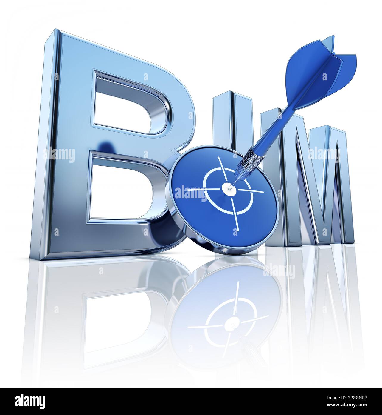 3D-Darstellung eines Symbols zur Modellierung von Gebäudeinformationen Stockfoto