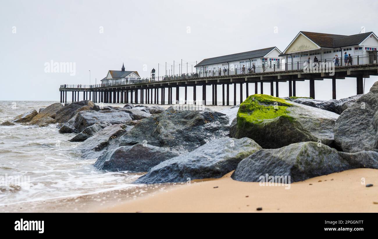 Blick auf Southwold Pier in Suffolk Stockfoto