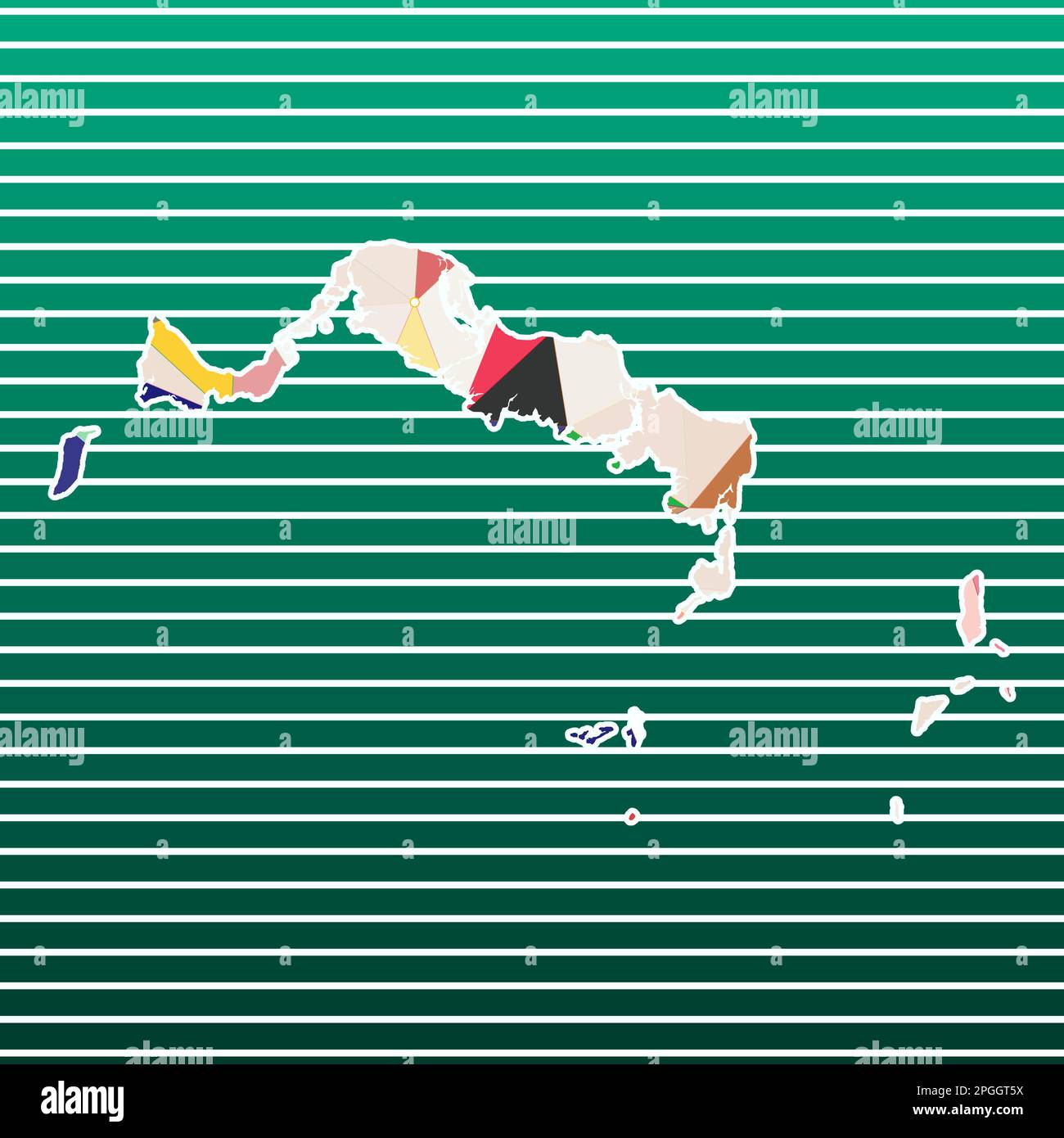 Turks- und Caicosinseln Vektor-Illustration. Turks- und Caicosinseln Design auf verlaufendem Streifen Hintergrund. Stock Vektor