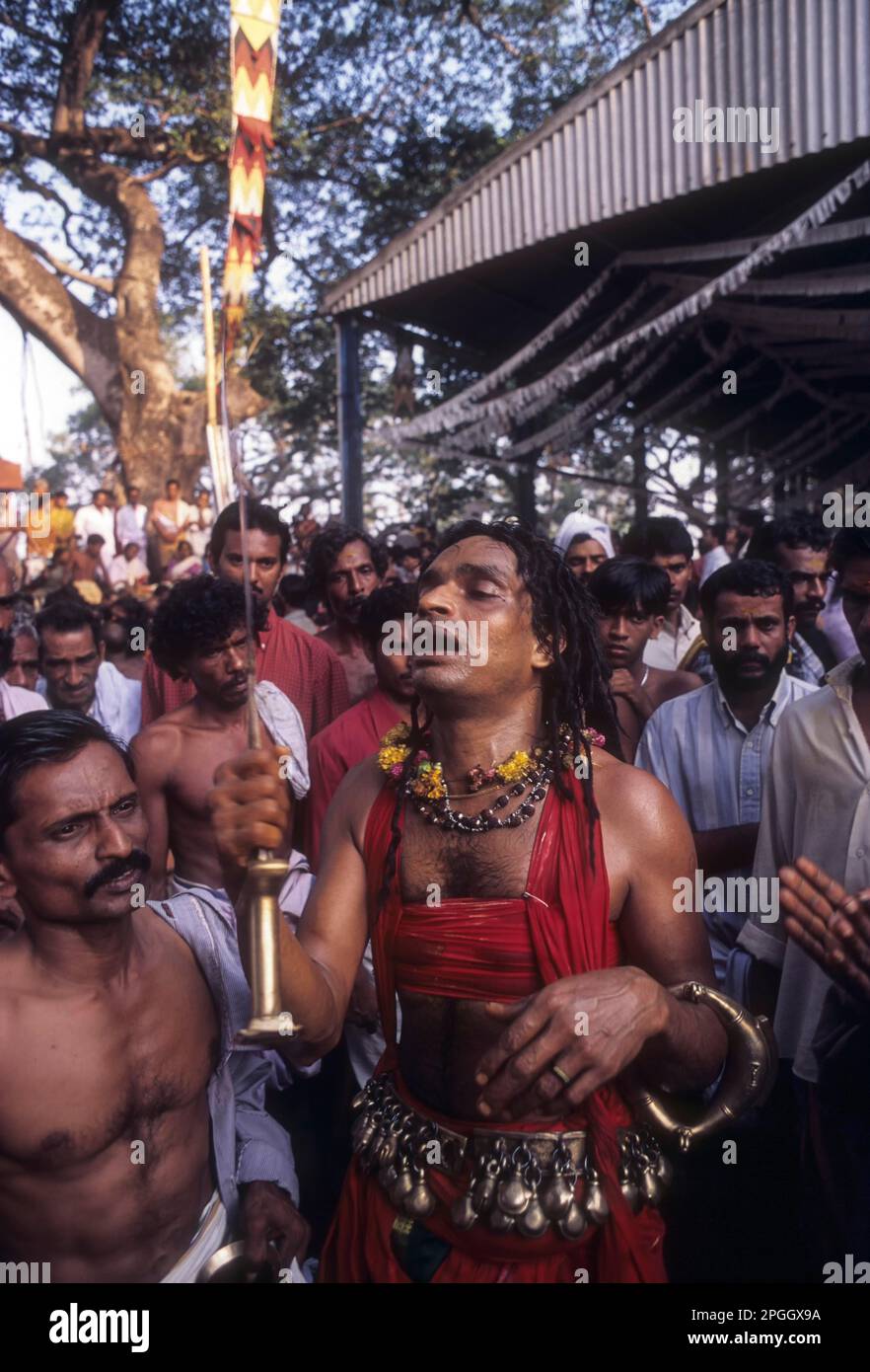 Velichappadu Oracles in Bharani Festival in Kodungallur, Kerala, Indien, Asien Stockfoto