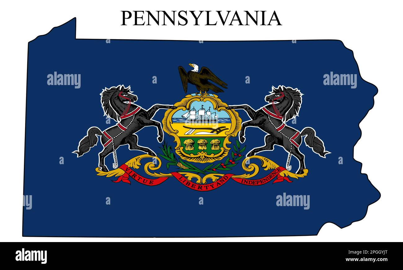 Pennsylvania Kartenvektordarstellung. Weltwirtschaft. Bundesstaat in Amerika. Nordamerika. Vereinigte Staaten. Amerika. USA Stock Vektor