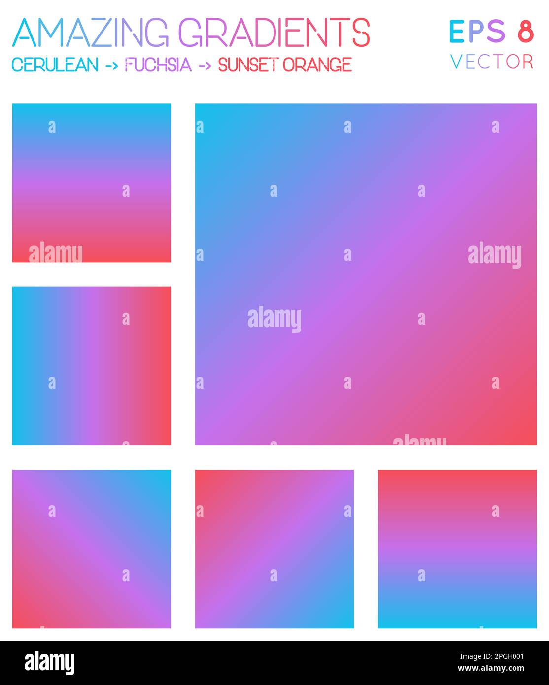 Farbenfrohe Farbverläufe in den Farben Cerulean, Fuchsia und Orange bei Sonnenuntergang. Entzückender Verlaufshintergrund, überwältigende Vektor-Illustration. Stock Vektor