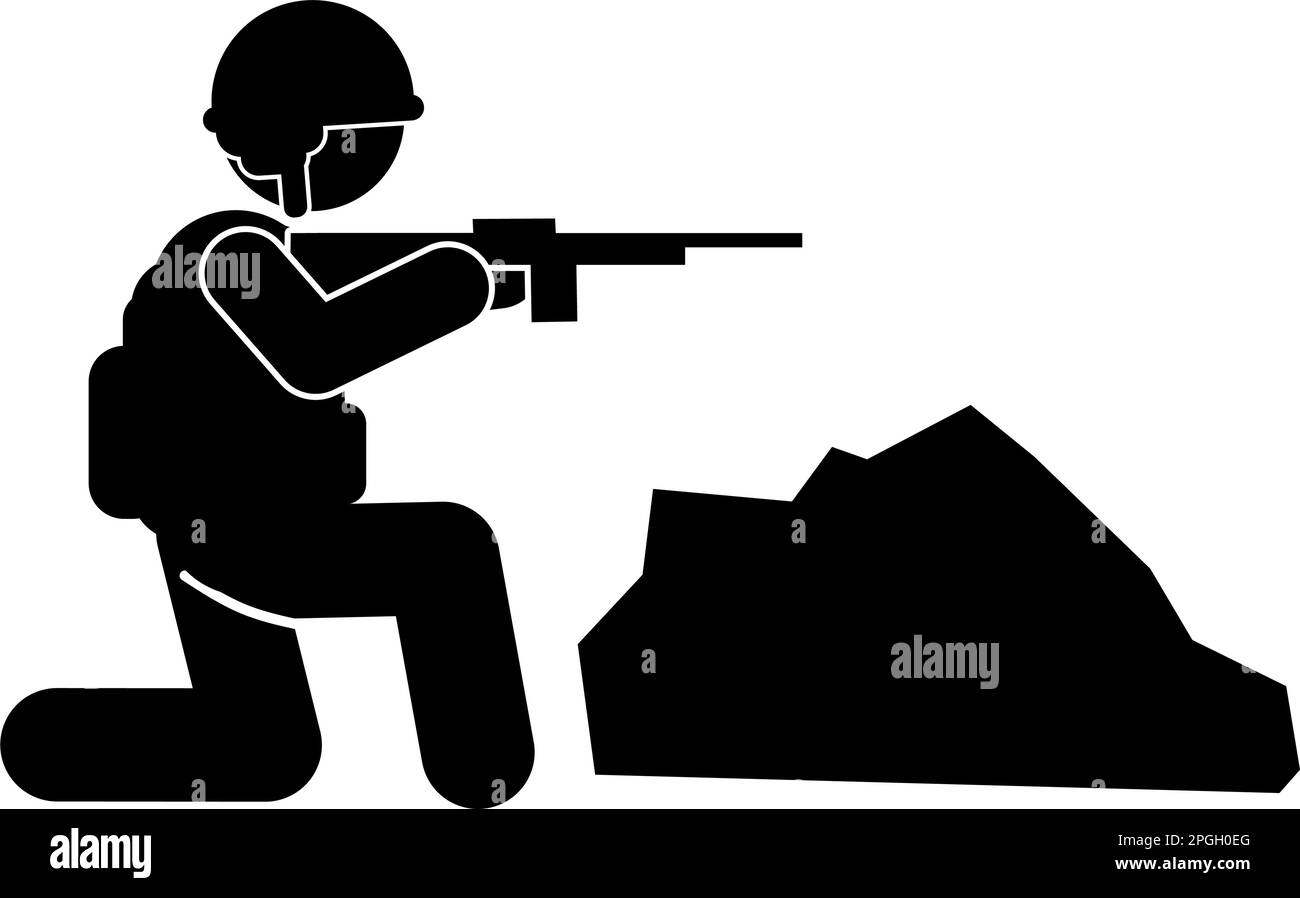 Militärvektordarstellung, Militärsoldaten, Militärsilhouetten, Kriegsdarstellung Stock Vektor